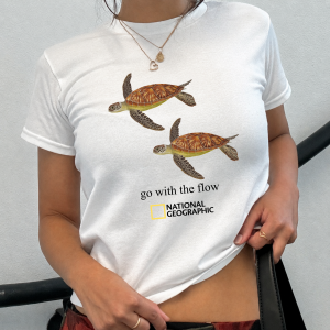 Alternative view of New - Retro National Geographic Seat Turtle 'go With The Flow' Reprint Baby Tee