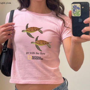 New – Retro National Geographic Seat Turtle ‘go With The Flow’ Reprint Baby Tee